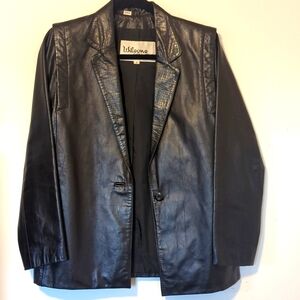 Vintage 80s Wilson's black leather ladies blazer jacket sz. 6 style 4321